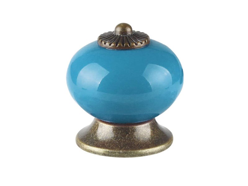 Ceramic Drawer Knob Round Shape A02 - Blue Carousel 1