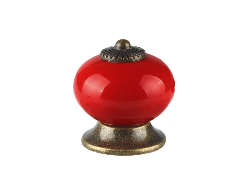 Ceramic Drawer Knob Round Shape A02 - Red Carousel 1