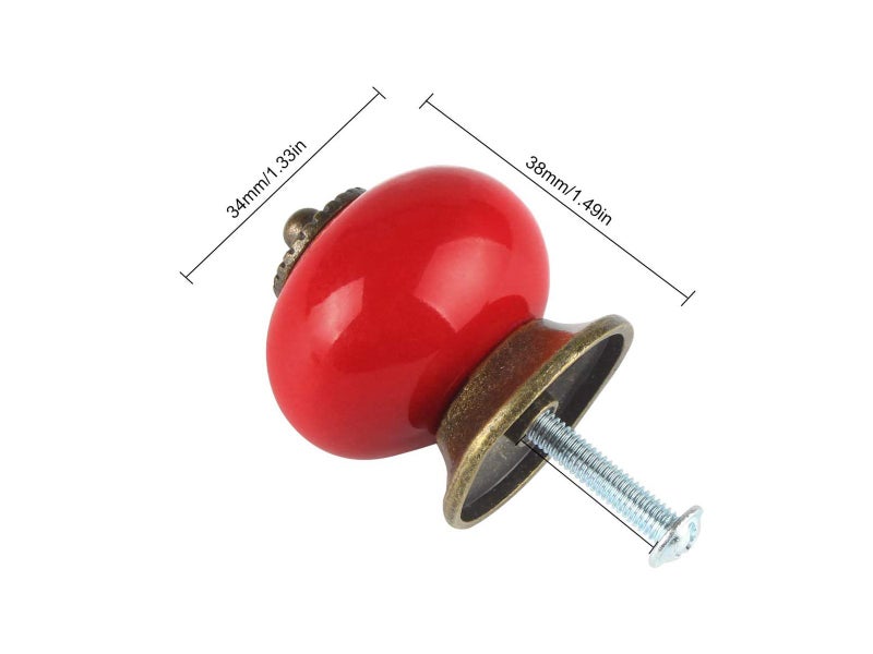 Ceramic Drawer Knob Round Shape A02 - Red Carousel 2