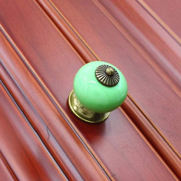Ceramic Drawer Knob Round Shape A02 - Green Carousel 1