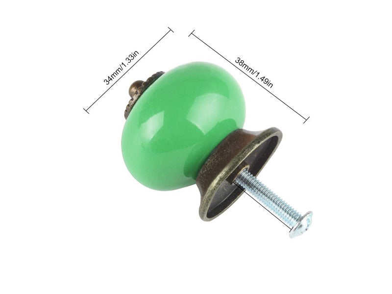 Ceramic Drawer Knob Round Shape A02 - Green Carousel 2