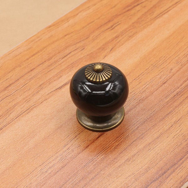 Ceramic Drawer Knob Round Shape A02 - Black Carousel 2