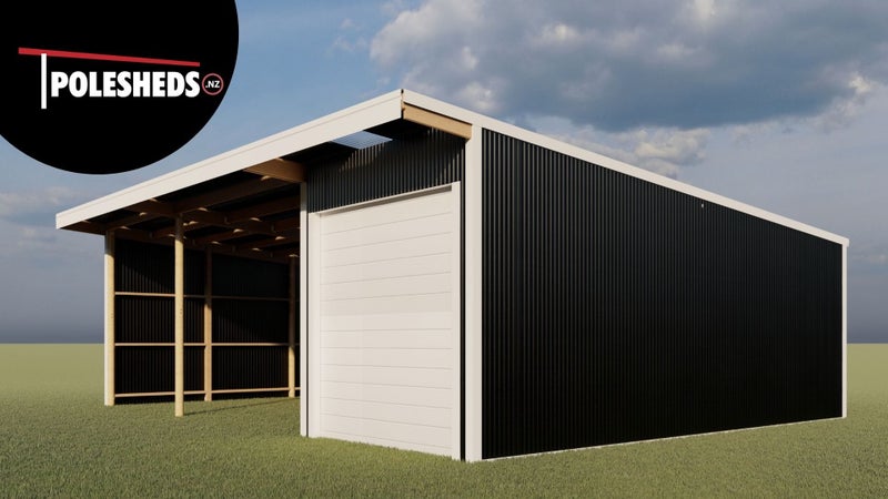 Farm Shed Kitset Lean-to 3 Bay 1 Enclosed with Roof Extension 108sqm Carousel 1