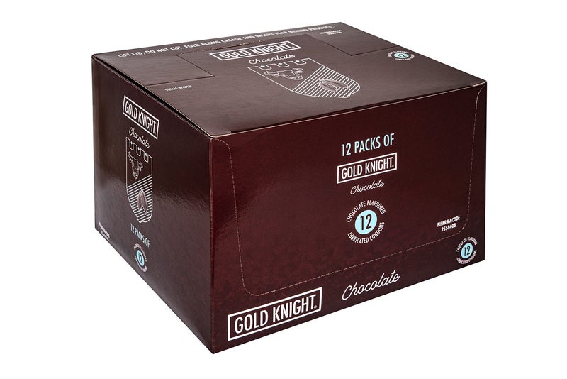 Gold Knight Condoms Chocolate Flavoured 56mm Width 12 x 12s = 144s Carousel 1