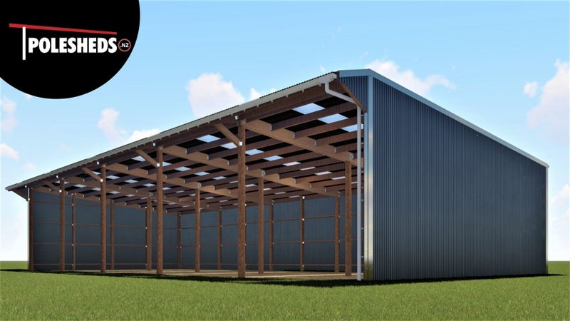 Farm Shed Kitset Lean-to 5 Bay Open with Canopy 180sqm - PLANS ONLY Carousel 1