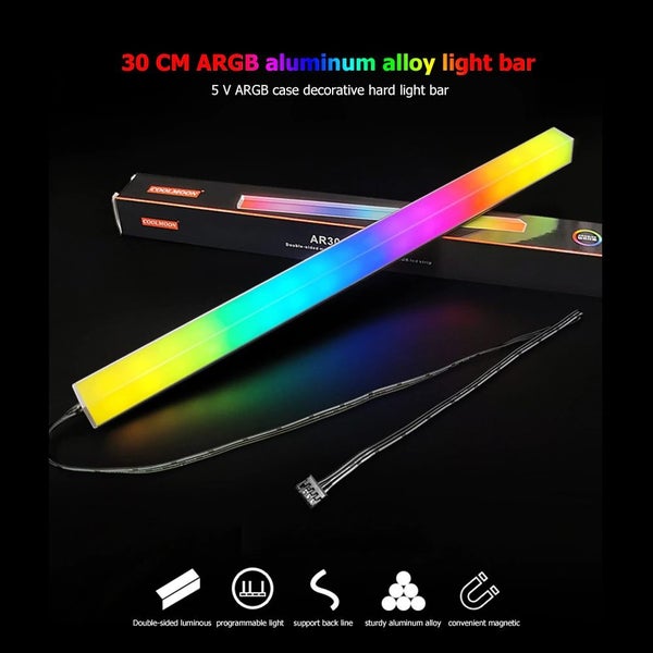 1 PC Aluminum alloy RGB PC Case LED Strip Magnetic Light Bar 5V 3PIN Light Strip Carousel 2