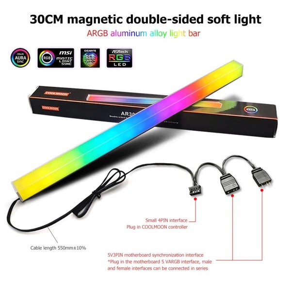 1 PC Aluminum alloy RGB PC Case LED Strip Magnetic Light Bar 5V 3PIN Light Strip Carousel 1