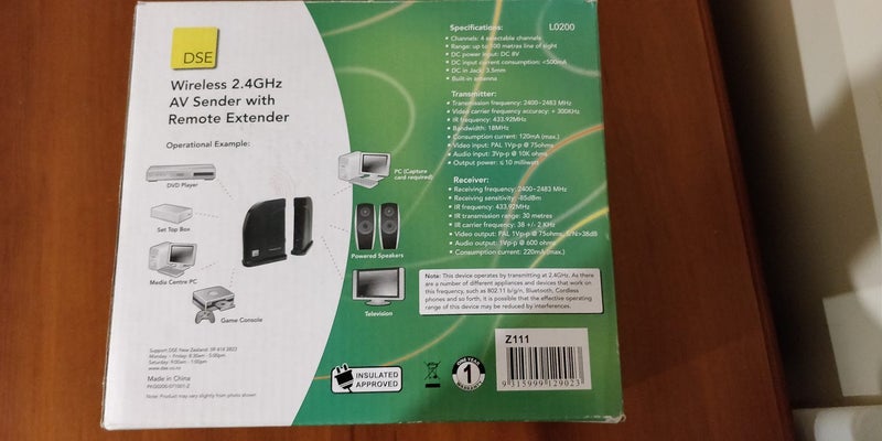 DSE Wireless 2.4GHz AV sender with Remote extender Carousel 2