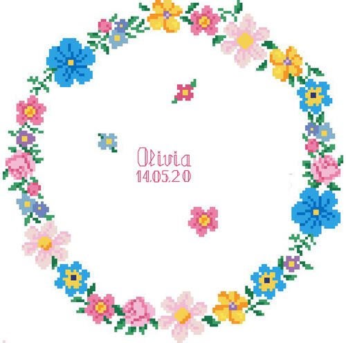 Needle Art World No-Count Cross Stitch Kit - Sweet Baby Birth Sampler Carousel 2