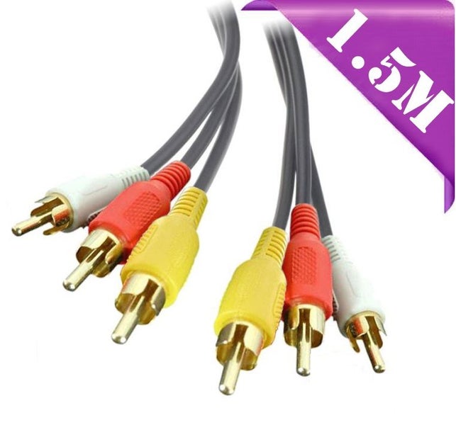 3RCA to 3 RCA Audio Video AV Cable Gold Plated Male to Male Carousel 1