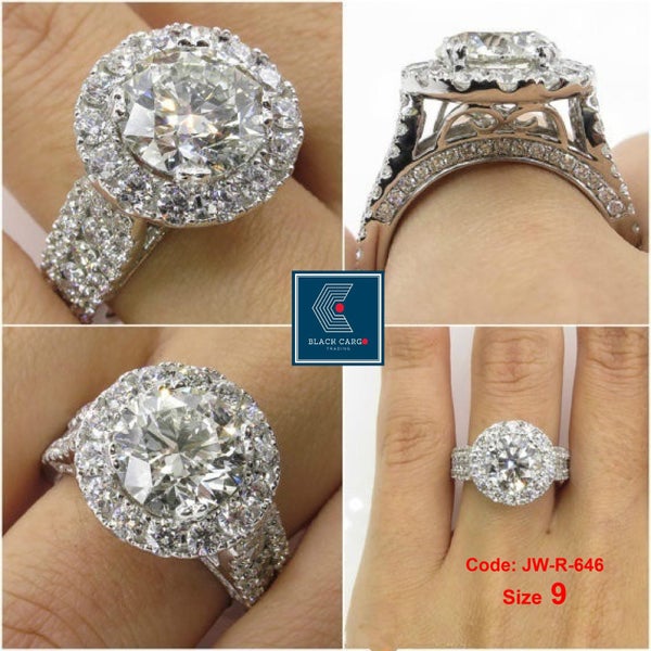 Diamond Moissanite Ring Wedding Halo Ring Jewellery *Local Buy* Carousel 1