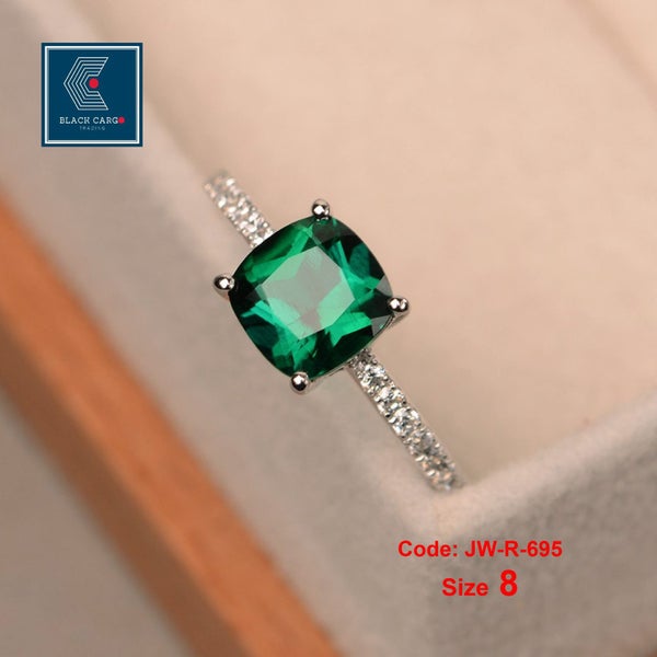 Brand New Emerald Diamond Ring 925 Silver Wedding Ring Jewellery *Sale NOW* Carousel 1