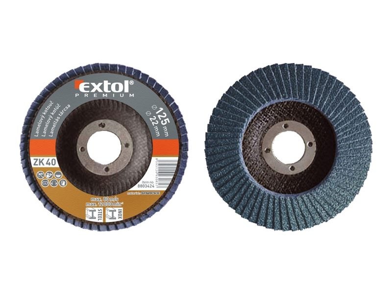 EXTOL Industrial, Zirconium, Abrasive Flap Disc 125mm, P80, Pack of 10 Discs Carousel 1