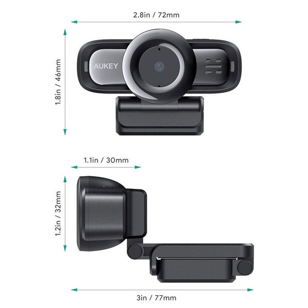 Aukey Stream Series 30fps Autofocus 1080p Webcam for PC Laptop Computer Black Carousel 2