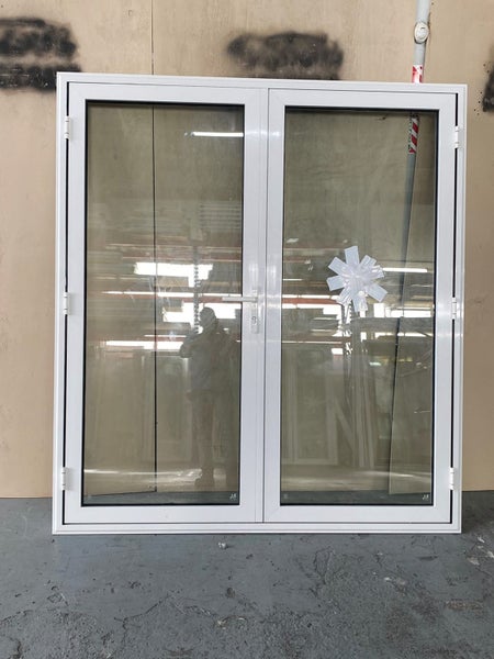 NEW WHITE ALUMINIUM DOUBLE GLAZED FRENCH DOOR:2000H x 1800W Carousel 1