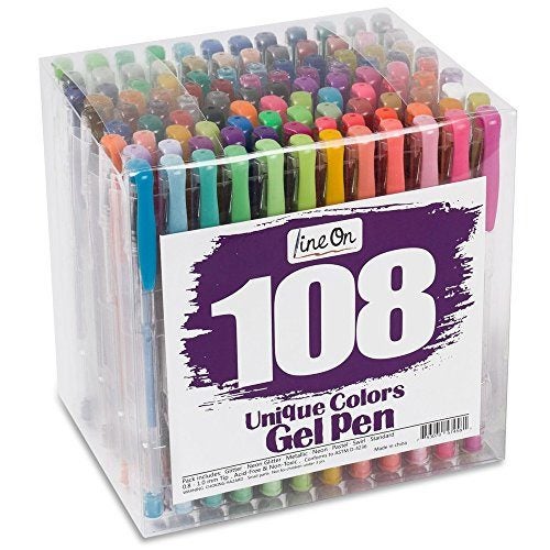 Lineon Gel Pens 108 Colours Gel Pen Set for Adult Colouring Books Art Markers Carousel 1