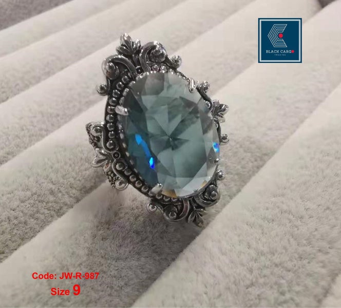 Oval Cocktail Ring 925 Silver Dress Ring Jewellery *Local STOCK NOW* Carousel 1