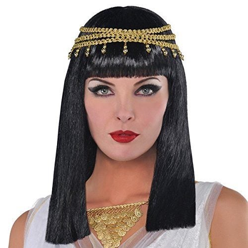 amscan 840835-55 Adult Egyptian Wig Costume, 1 Pc, Black/Gold, One Size Carousel 1