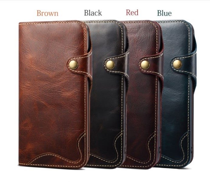 Genuine Vintage Oil Wax Leather Wallet Case for iPhone XR Carousel 4