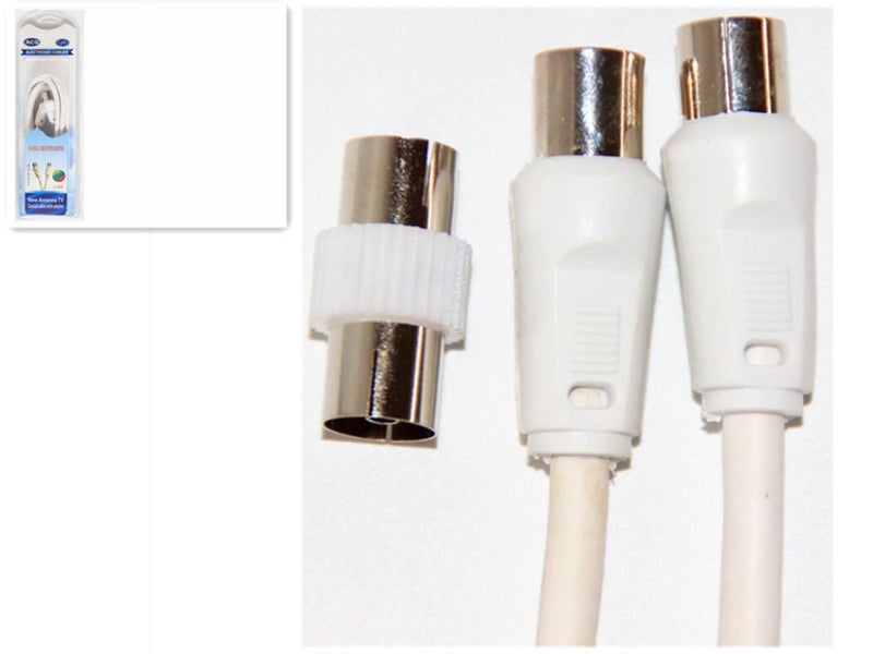1.5m Coaxial Cable - TV Aerial Cable With Adaptor Carousel 1
