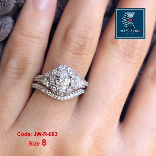 2Pcs Diamond Rings White Gold Engagement Ring Jewellery *Local Buy* Carousel 1