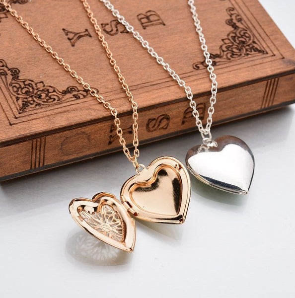 Heart Pendant Necklace Love Heart Locket Necklace Gold Plated Carousel 2