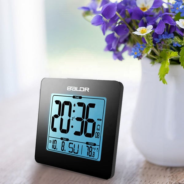 DIGITAL SQUARE ALARM CLOCK WITH BLUE BACK LIGHT & CALENDAR BLACK Carousel 4