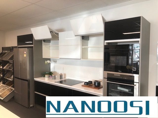 COMPLETE KITCHEN GLASS FRONT WITH ENGINEERED STONE & "BLUM" Hardware Carousel 1