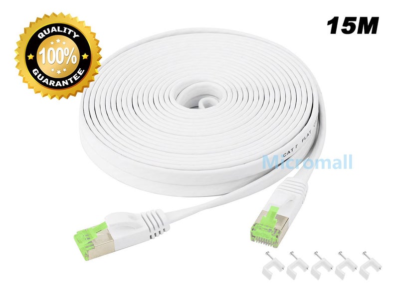 CAT7 Network CAT 7 Flat Ethernet Patch Cable - 15M Carousel 1