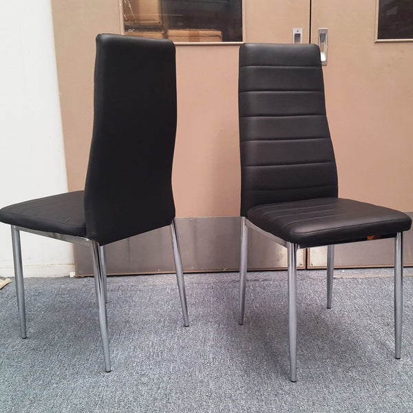 Dining Chair Mila Black PU Leather Chrome Legs Semi Assembled Carousel 1