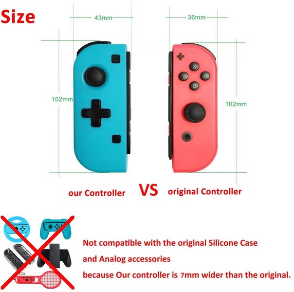 JoyCon L/R Wirelss Controllers for Nintendo Switch Gyro Axis and Dual Vibration Carousel 2