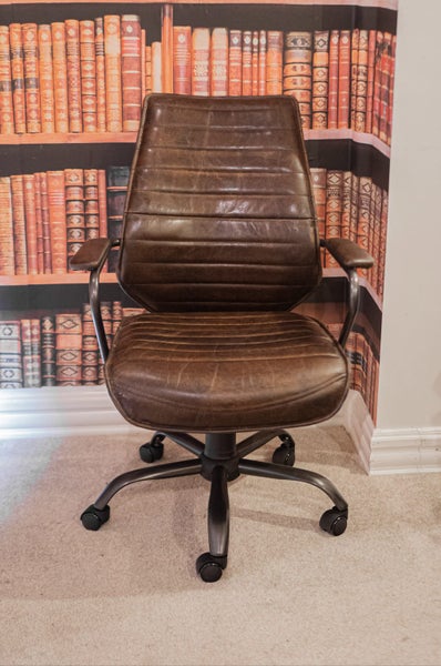 Urbano Interiors - Oxford Vintage Brown Leather Office Chair-Height Adjustable Carousel 2