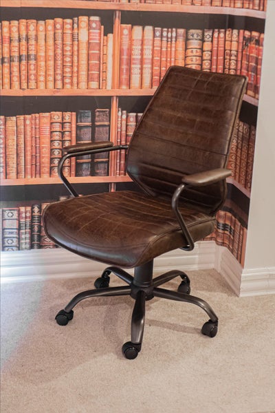 Urbano Interiors - Oxford Vintage Brown Leather Office Chair-Height Adjustable Carousel 1