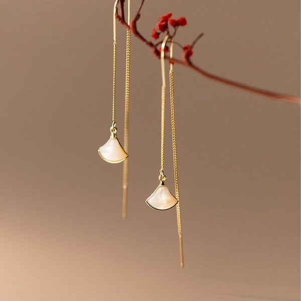 925 Sterling Silver Gold Plated Shell Threader Earrings | 74mm | Gift Boxed63617625968386111