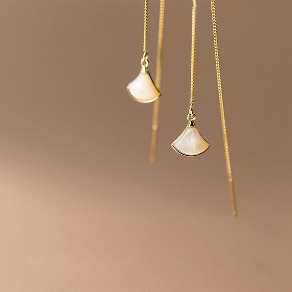 925 Sterling Silver Gold Plated Shell Threader Earrings | 74mm | Gift Boxed63617625968386112