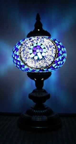 Turkish Mosaic Table Lamp Large Blue Carousel 1