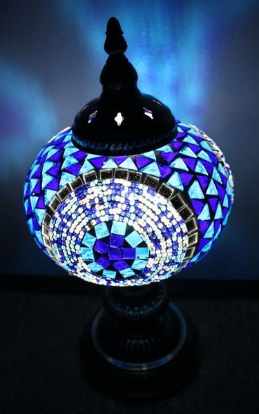 Turkish Mosaic Table Lamp Large Blue Carousel 2
