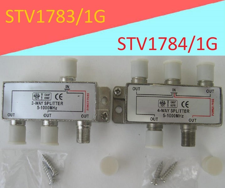 Splitter TV UHF Freeview 3 or 4way 1x PwrPass F Type STV1783/1g or STV1784/1G Carousel 1
