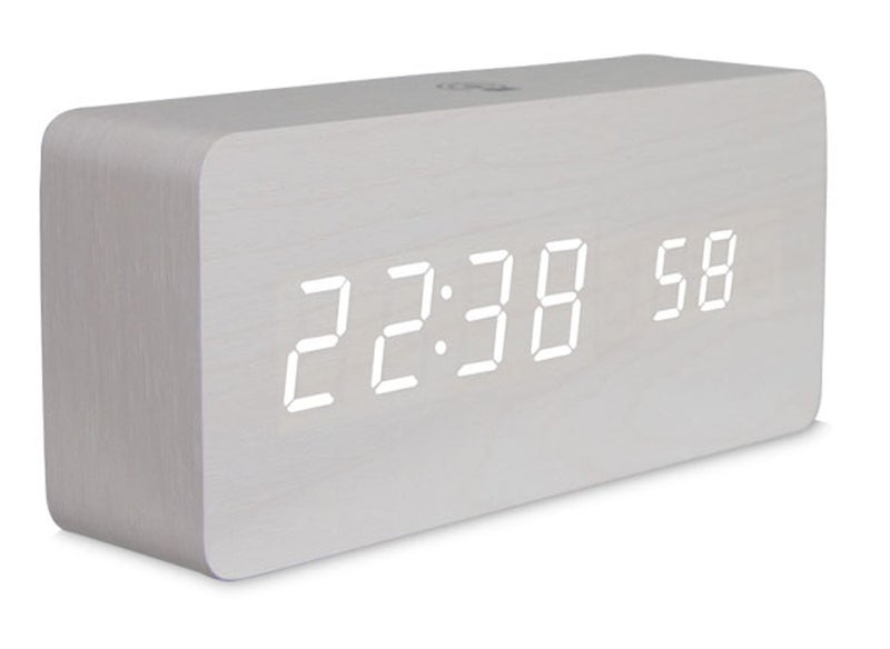 TODO Rechargeable LED Digital Alarm Clock Woodgrain USB Android iOS Control A... Carousel 1