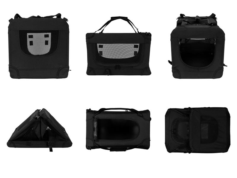 Foldable Pet Carrier - Portable Pets Crate Black S - 510mmL x 330mmW x 330mm Carousel 4