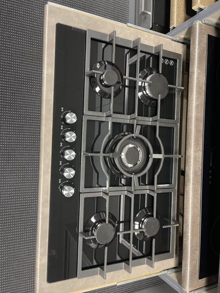 90cm Black Glass Gas Cooktop Carousel 1