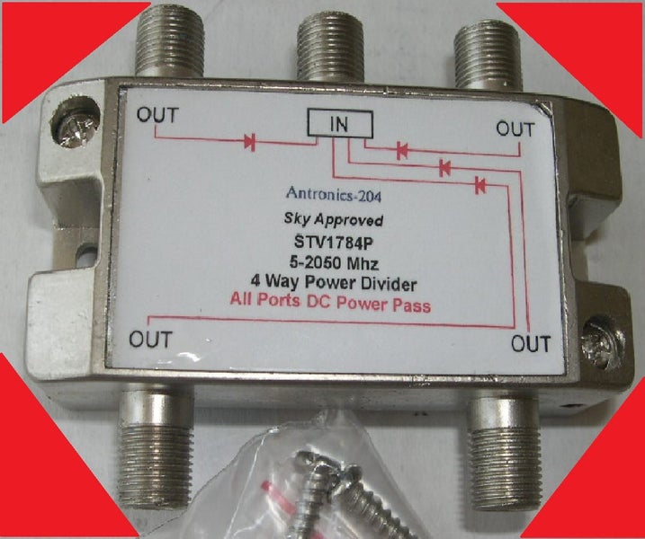 Splitter DIY Satellite Freeview 4way All Power Pass F STV1784P 1x pc Carousel 1