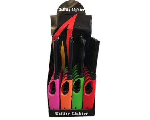 24pc BBQ Lighter Gas Lighters Prefilled / Refillable Long Neck Bulk Buy Carousel 1