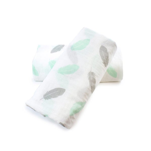 Bubba Blue Organic Feathers 2pk Muslin Swaddling Wraps Carousel 2