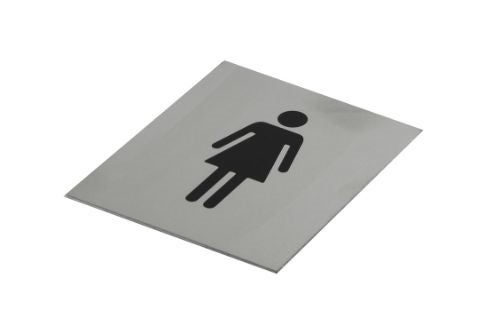 Adhesive "Female Toilet Symbol" Black 120 x 100 - Brushed Stainless Steel Carousel 1