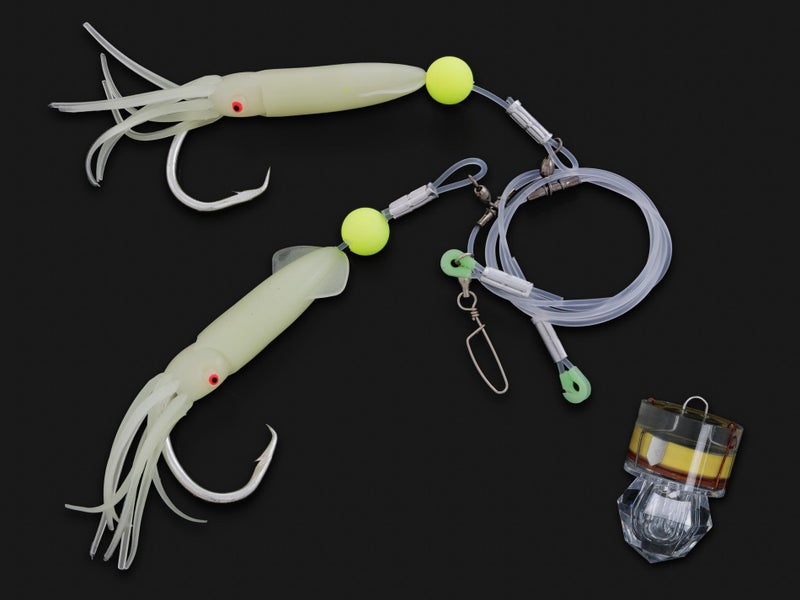 FISHTECH 300lb Hapuka Rigs + LED Light - 16/0 Lumo Squid - 2 Pack Carousel 1