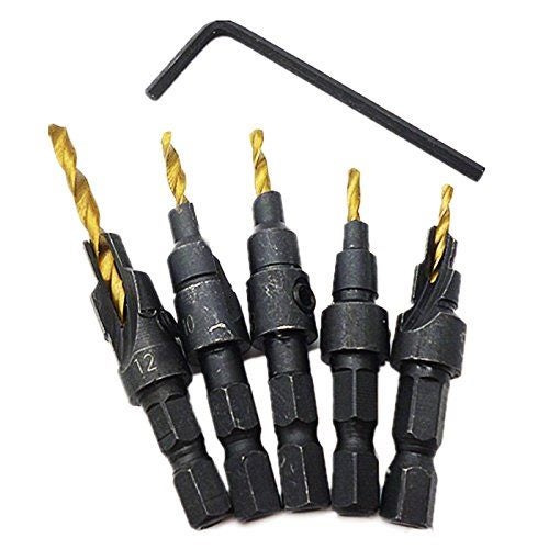 Countersink HSS Drill Bit 1/4" Round Shank Counterbore Bits Carousel 1