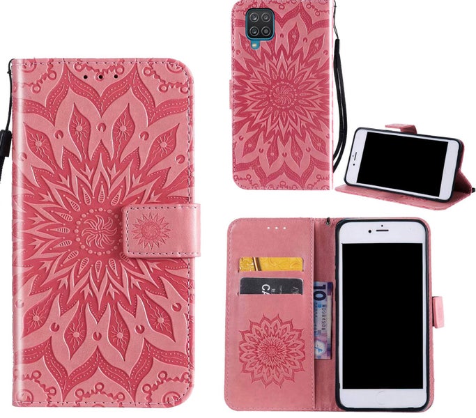 Galaxy a42 Pu Leather Wallet Case Embossed Sunflower Card Slot magnet pink Carousel 1