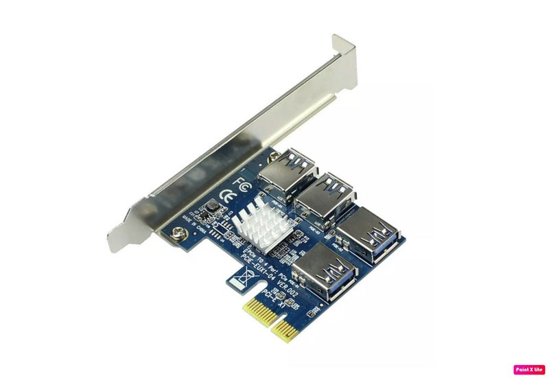 PCIE PCI E PCI Express Riser Card 1x To 16x 1 To 4 USB 3.0 Slot Multiplier Hub Carousel 1
