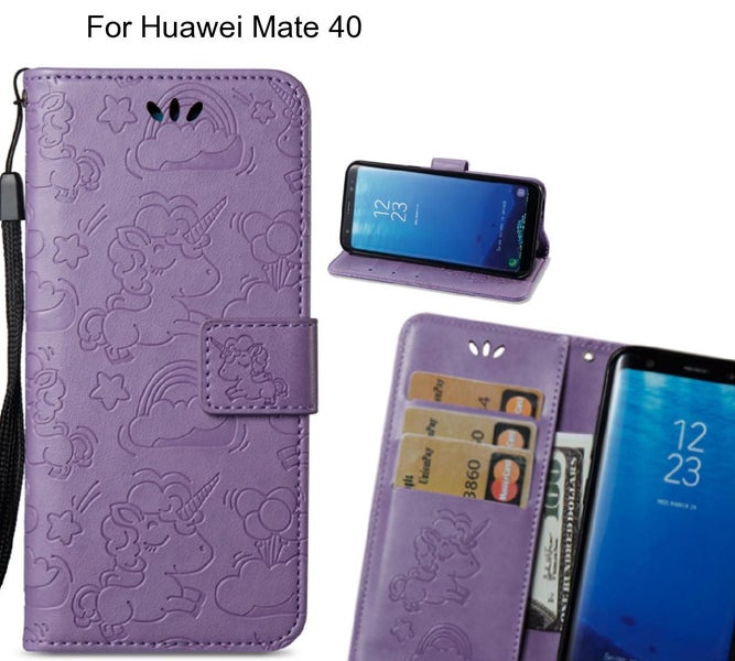 Huawei Mate 40 Case Leather Wallet case embossed unicon pattern Carousel 1
